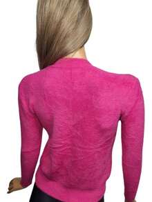 Sueter Tejido Fashion Estambre Mujer Cuello Redondo Dama - Rosa Fucsia - Ver 3