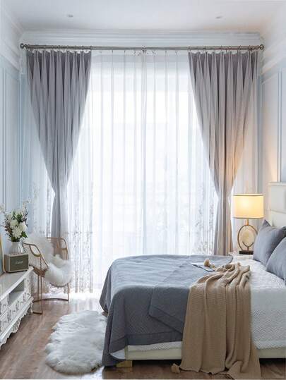 1pc Embroidery Window Curtain With 3d Pattern, High-End Shading Curtain, Suitable For Bedroom, Living Room And Other Places