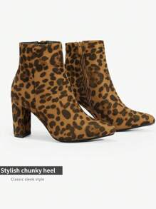 Women's Chunky Heel Ankle Booties Pointed Toe Short Boots Elegant Faux Fur Classic, Cozy & Effortless Zip-On Style - Nhiều màu - Xem 3