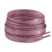 ZHENTOR 1pair Sparkling Luminous Shoelaces In Gold & Silver Color With Flat Metallic Tips For Women's Casual Sports Shoes