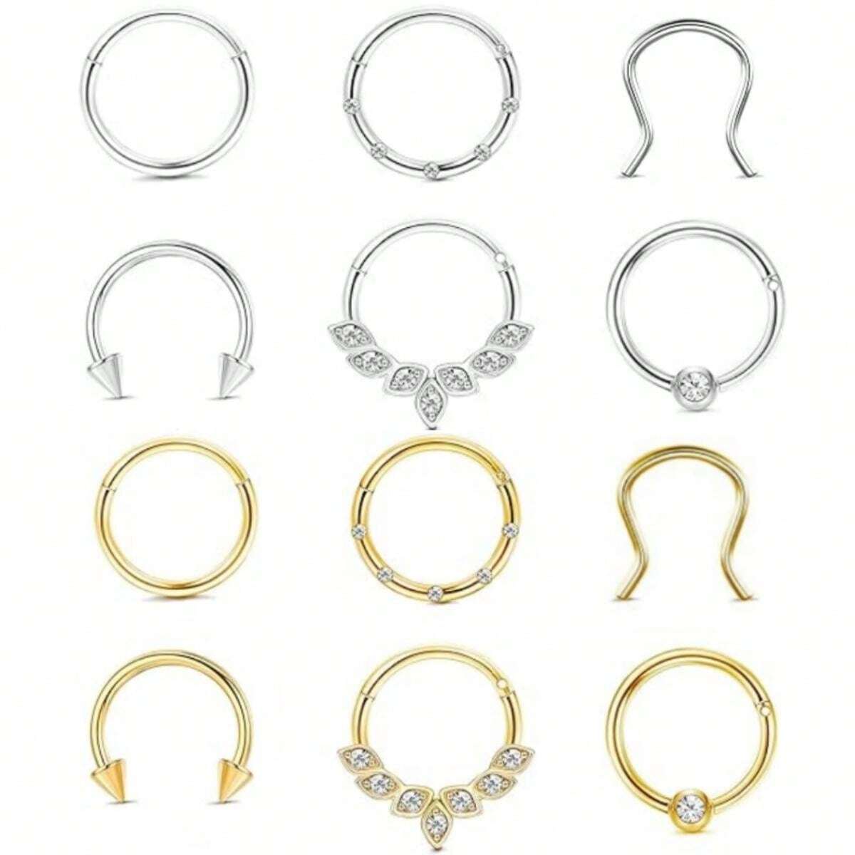 SENLANSP 1pc Fashionable Hinged Nose Ring Body Piercing Jewelry Made Of