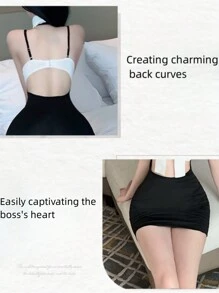 1套性感秘書cosplay制服包括領帶、頸圈、連衣裙和t恤 - 白加黑 - 查看 9