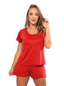 Eatifa Plus Size Nightgowns & Sleepshirts - 紅色 - 查看 5