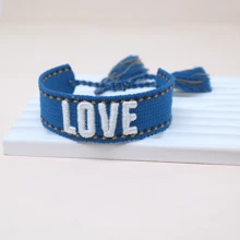 1pc Embroidery Detail Handmade Personalized Bracelet With Love Sign - Multicolor - View 1