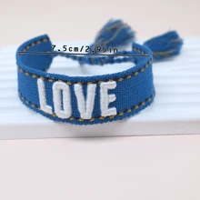 1pc Embroidery Detail Handmade Personalized Bracelet With Love Sign - Multicolor - View 5