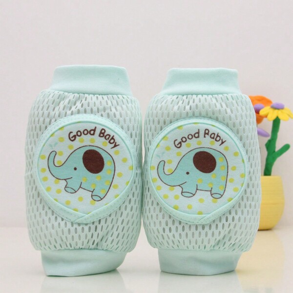 1Pair Cartoon Cute Cartoon Elephant Mesh Breathable Baby Knee Pads For Crawling Learning Walking