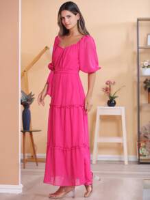 Women Dresses - Màu Hồng Tươi - Xem 4