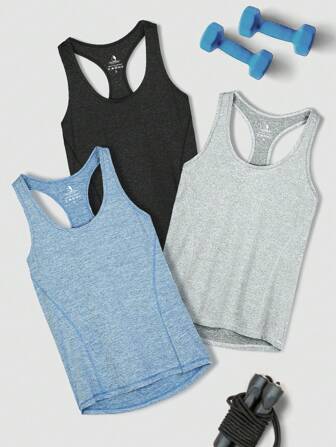 3 قطع/مجموعة توب رياضي مطبوع عليه حروف مخيطة