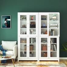 Furchen Vitrina de Cristal,Alacena Cocina, Mueble Aparador Comedor con 4 puertas,para salón, dormitorio, oficina 80 x 33 x 190 cm Enviado en 2 Paquetes