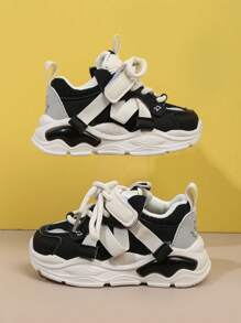 1 Pair Unisex Kids' Sports Shoes, Children's Sneakers For Boys And Girls, Toddler To Big Kids, Functional Shoes For Spring And Autumn - Black - View 2