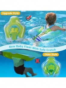 Inflatable Baby Swimming Ring With Removable Canopy Lifeguard Float With Sunshade - 藍色 - 查看 11
