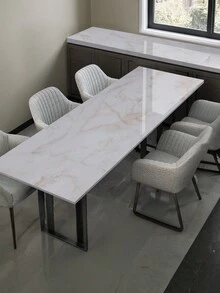 1 Roll Pvc Material White Marble Printed Sticker, Protect Kitchen Countertops And Cabinets, Oil-Proof, Waterproof, Suitable For Cabinet Drawers Home Renovation - White - View 3