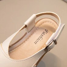 1 par de sandalias planas con cierre de gancho y bucle, estilo sencillo y antideslizante, adecuadas para el verano para niñas - Blanco - Ver 8