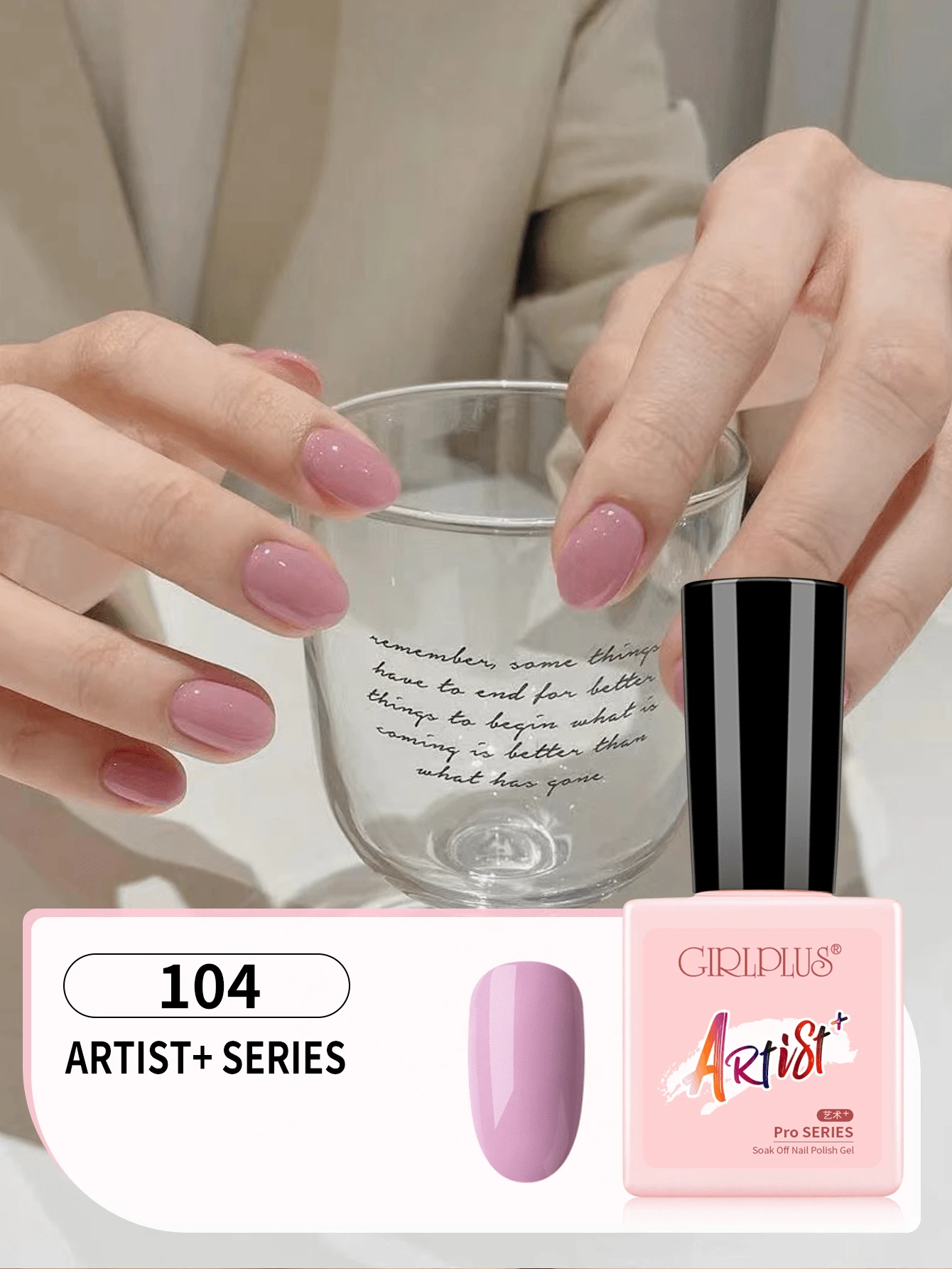 GIRL PLUS Girlplus紫色凝膠指甲油,8毫升可uv硬化凝膠指甲油,適用於指甲藝術diy,顏色104baby Taro Purple - 紫色 - 查看 1