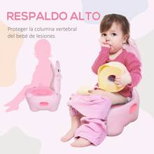 HOMCOM Orinal para Bebés en Forma de Hipopótamo 2 en 1 con Tapa Cubo Extraíble y Cepillo Inodoro para Aprender Entrenamiento Carga 25 kg 40x30x23 cm - Rosa - Ver 8