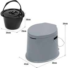 5L Campingtoilette, Tragbare Toilette, Reisetoilette mit Toilettenpapierhalter, Nottoilette Eimertoilette, Komposttoilette mit Sitz und Deckel, mit abnehmbare Eimer, für Reise Camping - Grau - Übersicht 5