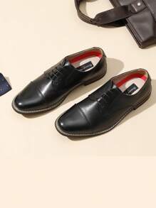 Men's Classic Oxford Shoes Formal Wingtip Lace Up Dress Shoes For Wedding Business Party Banquet Office - 黑與白 - 查看 3