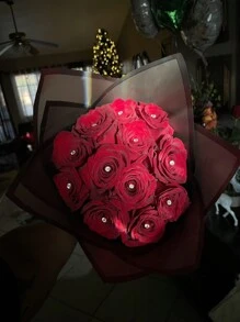 50 件 8 毫米钻石形花朵装饰针，DIY 造型针 - 白色 - 查看 3