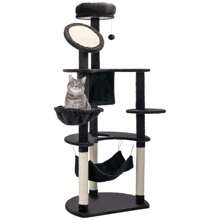 PawHut Árbol Rascador para Gatos Grande Altura 153 cm Torre Escalador de Gato con Cueva Hamacas Plataformas Tablero Postes Rascadores de Sisal y Bola Colgante - Gris Claro - Ver 6