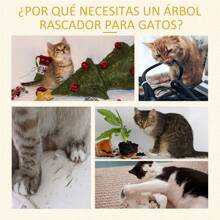 PawHut Árbol Rascador para Gatos Grande Altura 153 cm Torre Escalador de Gato con Cueva Hamacas Plataformas Tablero Postes Rascadores de Sisal y Bola Colgante - Gris Claro - Ver 5