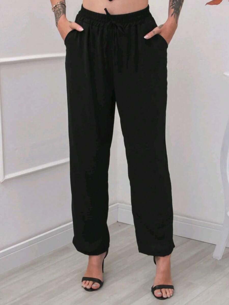 Women Pants - 黑色 - 查看 1