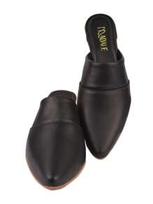 Scarpin Mule Feminino Salto Bico Fino Leve Confortável Casual - Preto - Visão 6