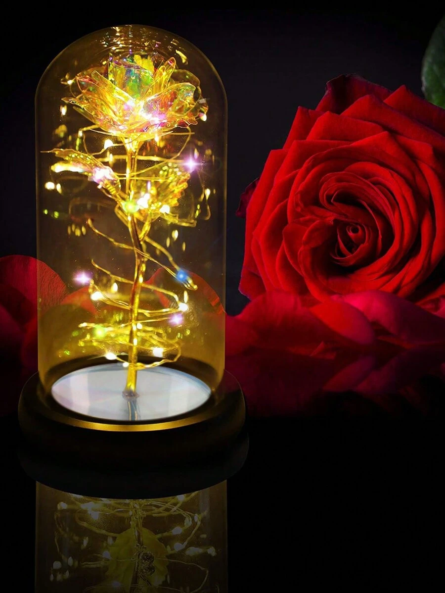 1pc Eternal Red Rose Design, Perfect For Creating Ambiance - White - View 1