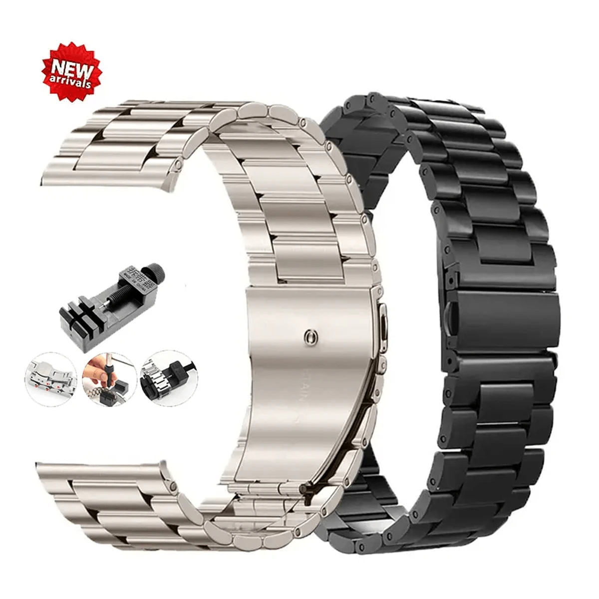 Dây đeo đồng hồ bằng thép không gỉ 22mm 20mm tương thích với Samsung Galaxy Watch 42 46mm GEAR S3 Active 2 Classic tương thích với Galaxy Watch 3 - Dụng cụ thắt lưng bạc - Xem 1