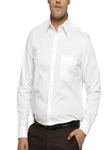 Camisa Social Masculina 100% Microfibra Manga Longa Plus Size Extra Grande Branca Bom Pano - Branco - Visão 1