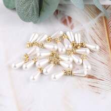 50 piezas de Perlas Falsas Sintéticas Abs Brillantes, Colgante con Forma de Lágrima de Estrás & Colgante con Forma de Círculo para la Fabricación de Pendientes, Pulseras y Collares DIY