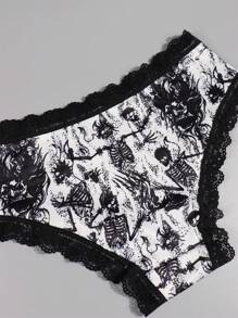 Morvia 4pcs Gothic Ren tương phản Hipster Quần lót không đường may , Halloween Sọ & Nấm & In Thân mật Quần lót không đường may , Của phụ nữ Đồ lót & Đồ lót - Nhiều màu - Xem 5