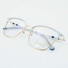 Lentes Para Vista Cansada Bloqueo De Luz Azul Cuadrados - Dorado Y Azul - Ver 4