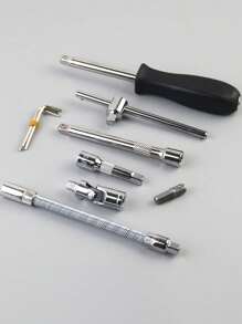 46pcs Car Repair Tool Kit, Ratchet Torque Wrench Spanner Screwdriver Socket Set Combo Tools Kit Bicycle Auto Repairing Tool Mechanic Tool Set - Black - View 9