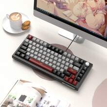 MageGee MK-Sky81 Mechanical Game Keyboard Hot Swappable Newly Upgraded 81 Key LED Backlit Keyboard USB Wired Mechanical Computer Keyboard Laptop Desktop Black Grey-Red Switch - Black - View 2