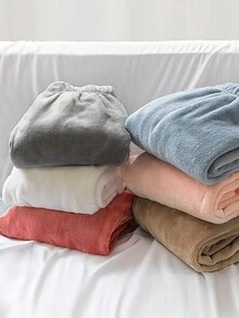1件女士秋冬珊瑚絨家居保暖長褲,搭配字母刺繡,適用於日常穿著 - 卡其色 - 查看 4
