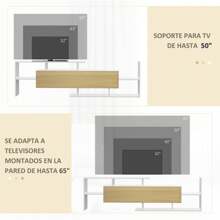 HOMCOM Mueble de Salón para TV Conjunto Muebles de TV con Mesa para Televisor 153,6x25x42 cm y Estante de Pared 150x14,5x16,3 cm Blanco y Natural - Multicolor - Ver 2