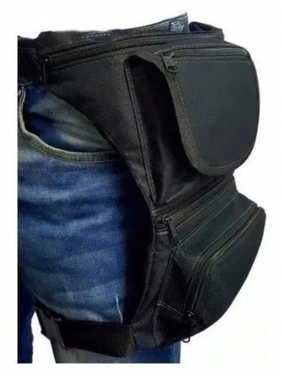 Pochete Cartucheira De Perna  Motoboy  Camping Pescaria - Preto - Visão 1