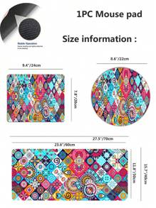 1 Pieza Almohadilla De Ratón Antideslizante De Patrón Geométrico Mandala Para Juegos/trabajo, Disponible En 4 Tamaños - Blanco - Ver 2