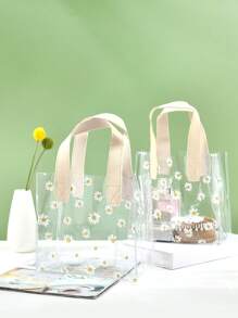 Clear PVC Gift Bags With Handles, Small Plastic Tote Bags Transparent Gift Wrap Bags Reusable Shopping Bags For Wedding Candy Bags - Multicolor - View 1
