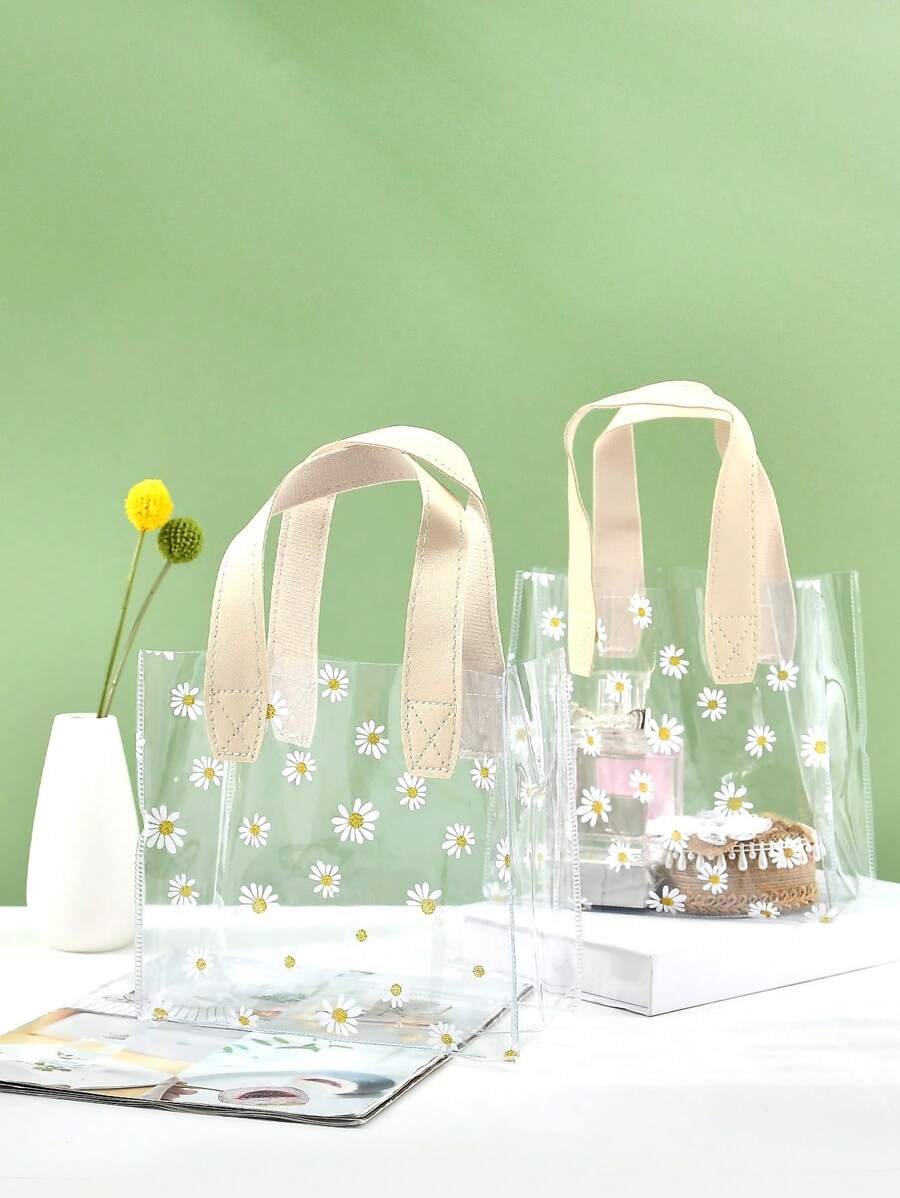 Clear PVC Gift Bags With Handles, Small Plastic Tote Bags Transparent Gift Wrap Bags Reusable Shopping Bags For Wedding Candy Bags - Multicolor - View 1