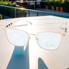 Lentes Para Vista Cansada Bloqueo De Luz Azul Cuadrados - Dorado - Ver 1