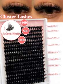 100D Faux Mink Eyelashes Cluster Lashes 0.07mm D Curling 9-16mm Mix Natural Eyelashes Extension 3D Russian Strip Volume Individual Eyelash Cluster Makeup Tools(60D 80D Lash Individual Cluster)