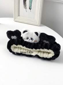 1pc Cartoon Panda Headband, Perfect For Washing Face, Applying Facial Mask, Cosmetics, And Preventing Hair From Falling Into Face - Black and White - View 3