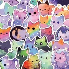 50pcs Starry Sky Cat Series Stickers For Luggage, Waterproof Stickers For Skateboard, Cup, Mobile Phone, Tablet Decoration - Multicolor - View 1
