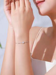 1 Peça Braceletes De Corrente De Design Simples Redondos De Prata Esterlina 925 Da Moda Para Declaração De Presente De Joias Femininas