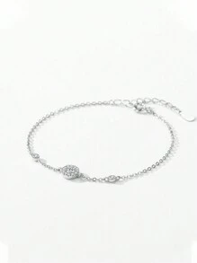 1 Peça Braceletes De Corrente De Design Simples Redondos De Prata Esterlina 925 Da Moda Para Declaração De Presente De Joias Femininas