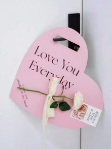 3pcs Ngày lễ tình nhân Hình trái tim Hoa Hộp Quà Với Giường đơn Hoa hồng Bó hoa Và Cái túi , Cắm Hoa bao bì - Hồng - Xem 4