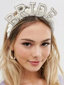 Diadema acolchada de perlas falsas elegante para boda, diadema acolchada de perlas marfil con velo, diadema de perlas, diadema acolchada de novia, diadema acolchada para uso formal, accesorio de pelo de boda, accesorio para despedida de soltera, accesorio de Halloween