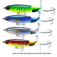 Fishing 4pcs 16g Topwater Fishing Lure Pencil Plopper Fishing Lures For Bass Catfish Pike Perch Top Water Bass Bait Lure With Propeller Tail Pencil Floating Lure Freshwater Or Saltwater