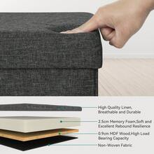 Folding Storage Ottoman Box Footstool Pouffe Seat Stool Home Chair Foot Bench - Gris Oscuro - Ver 5